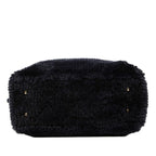 Chanel Coconage Large Bowling Bag Navy Gold Shearling Lambskin — view 3