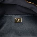 Chanel Coconage Large Bowling Bag Navy Gold Shearling Lambskin — view 6
