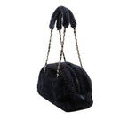 Chanel Coconage Large Bowling Bag Navy Gold Shearling Lambskin — view 2