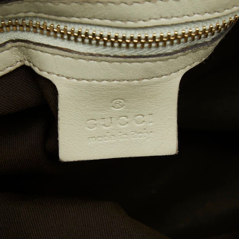 Gucci Shoulder Bag Beige Ivory Canvas Leather — view 8