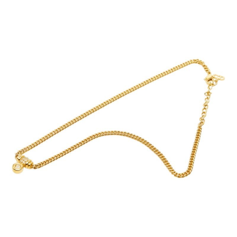 Dior Pendant Chain Necklace Gold Plated Rhinestone — view 4