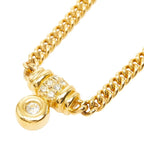 Dior Pendant Chain Necklace Gold Plated Rhinestone