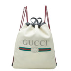 Gucci Sherry Line Drawstring Backpack Ivory Leather