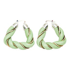 Bottega Veneta Twist Hoop Earrings Green Leather Silver — view 2