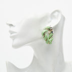 Bottega Veneta Twist Hoop Earrings Green Leather Silver — view 5