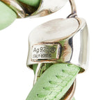 Bottega Veneta Twist Hoop Earrings Green Leather Silver — view 4