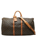 Louis Vuitton Monogram Keepall Bandouliere 55 Boston Bag 2-Way Brown Leather