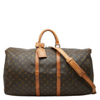 Louis Vuitton Monogram Keepall Bandouliere 55 Boston Bag 2-Way Brown Leather