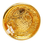 Chanel CC Logo Vintage Round Earrings Gold Yellow Rhinestone Plated — view 4