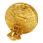Chanel CC Logo Vintage Round Earrings Green Gold Rhinestone Plated — view 4