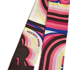 Hermes Brides de Gala Rose Vif Brown Jaune Twilly Scarf Pink — view 2