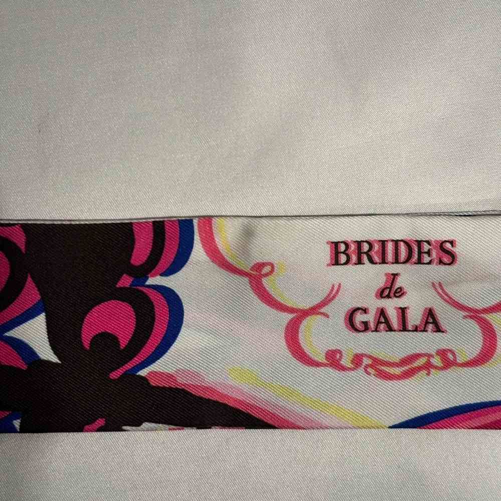 Hermes Brides de Gala Rose Vif Brown Jaune Twilly Scarf Pink — view 4