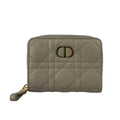 Dior Bifold Wallet Cannage Compact Beige Leather Gold