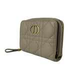 Dior Bifold Wallet Cannage Compact Beige Leather Gold — view 2