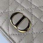 Dior Bifold Wallet Cannage Compact Beige Leather Gold — view 6