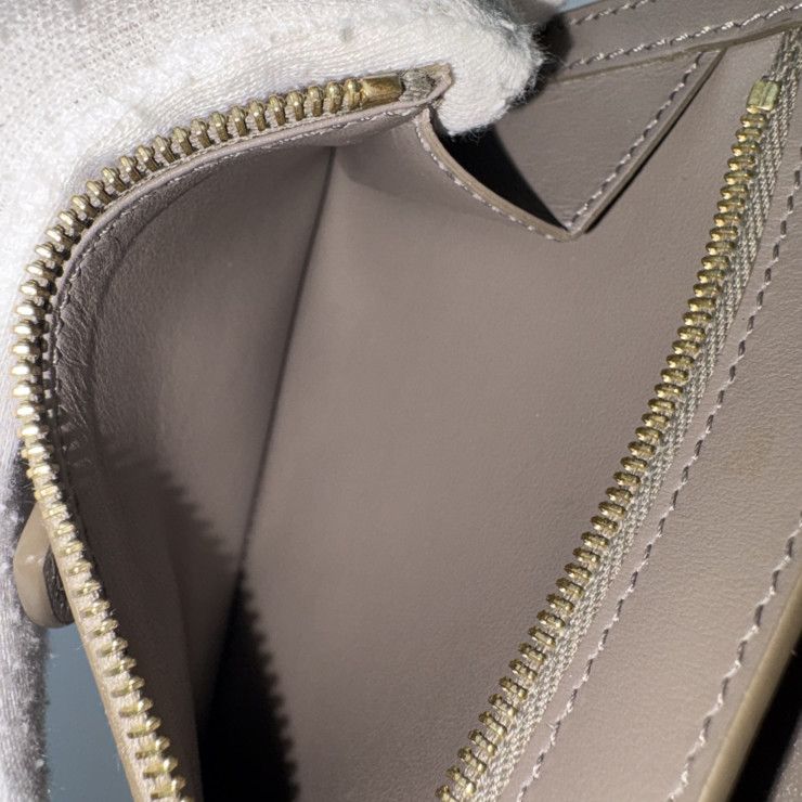 Celine Bifold Wallet Medium Strap Gray Ju Leather Gold — view 8