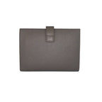 Celine Bifold Wallet Medium Strap Gray Ju Leather Gold — view 3
