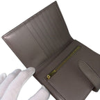 Celine Bifold Wallet Medium Strap Gray Ju Leather Gold — view 7