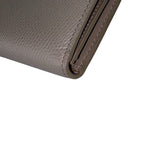 Celine Bifold Wallet Medium Strap Gray Ju Leather Gold — view 5