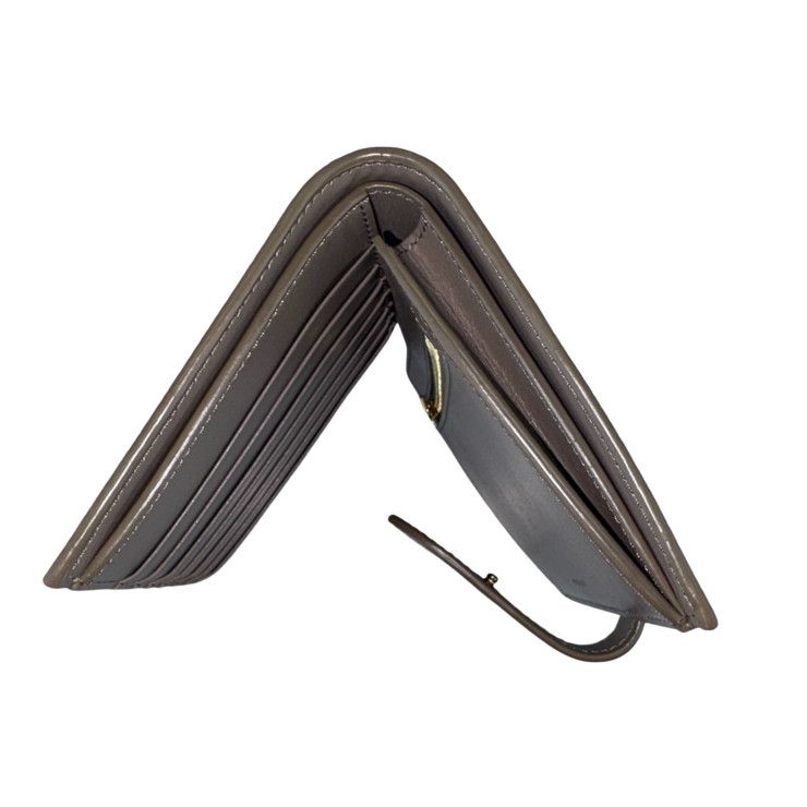 Celine Bifold Wallet Medium Strap Gray Ju Leather Gold — view 6