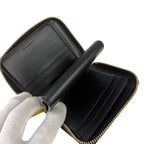 Celine Bifold Wallet Small Zip Essential Black Leather Zip Around Gold — view 7