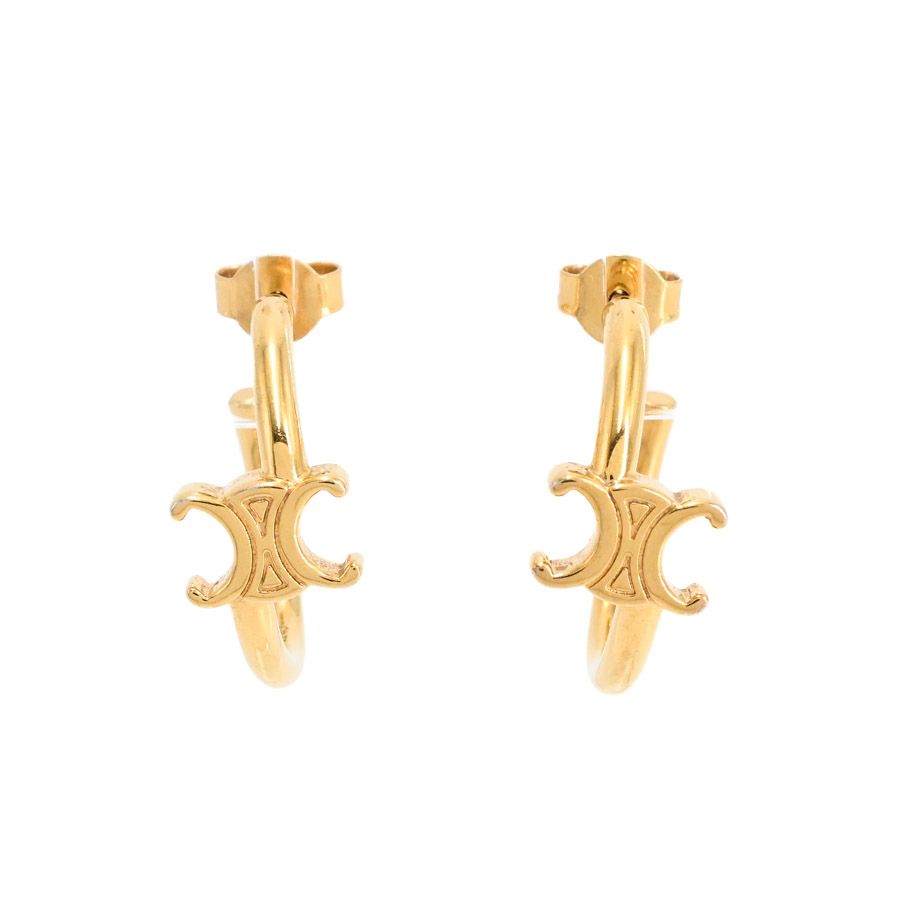 Celine Earrings Triomphe Asymmetric Hoop