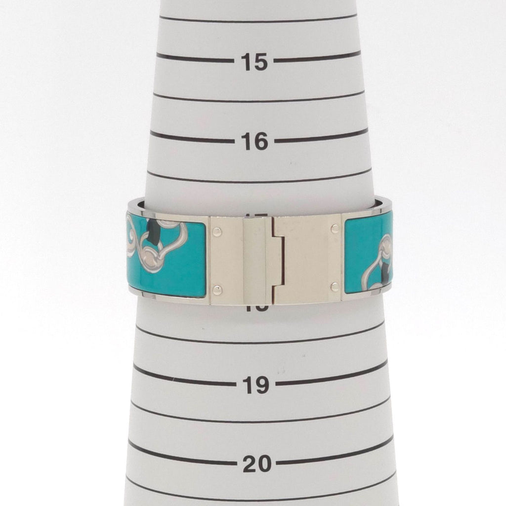 Hermes Enamel Bracelet Charnier GM Bangle 18 cm Silver — view 8