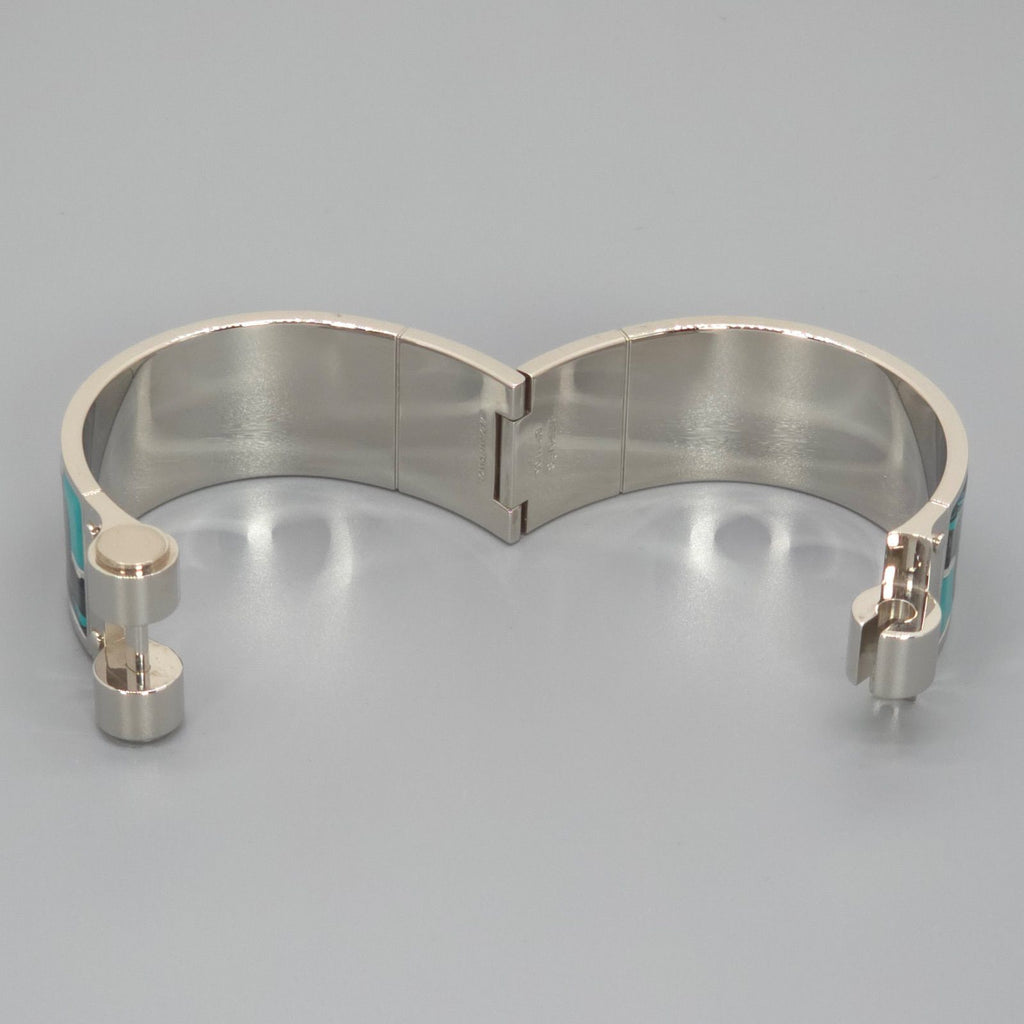 Hermes Enamel Bracelet Charnier GM Bangle 18 cm Silver — view 3