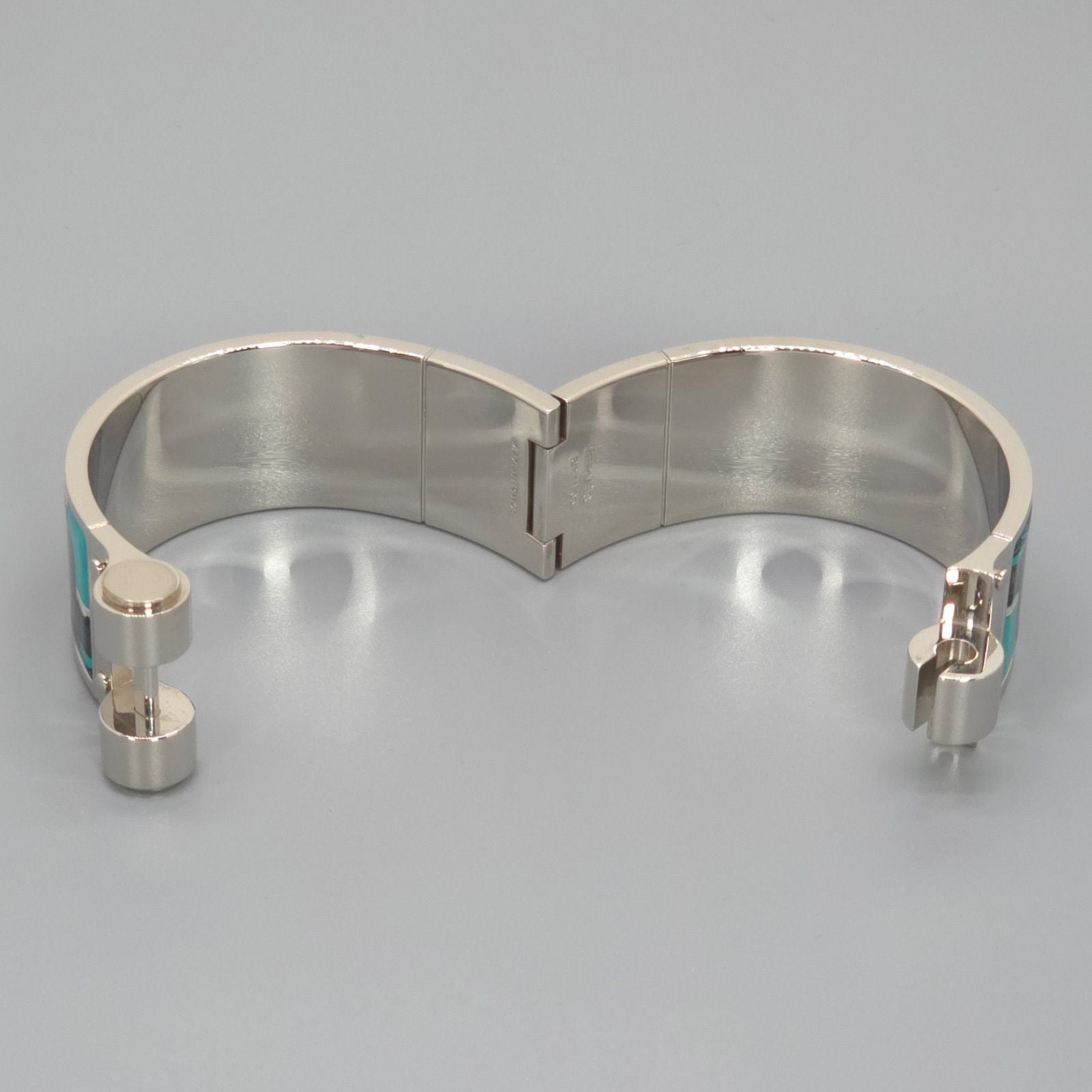 Hermes Enamel Bracelet Charnier GM Bangle 18 cm Silver — view 3