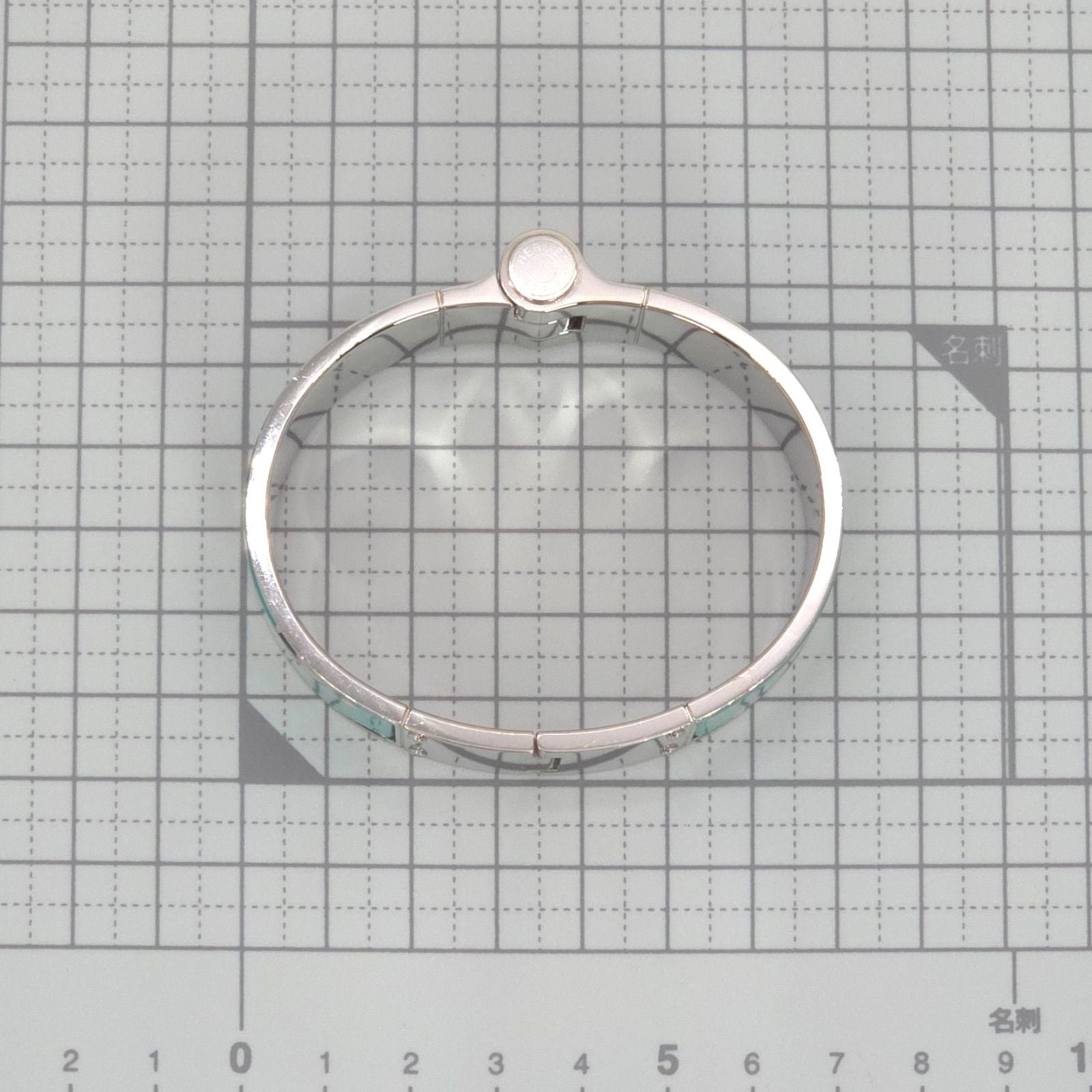 Hermes Enamel Bracelet Charnier GM Bangle 18 cm Silver — view 9