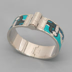 Hermes Enamel Bracelet Charnier GM Bangle 18 cm Silver — view 7