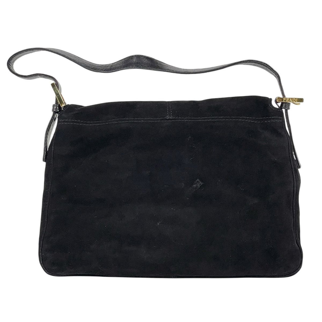 Fendi Zucca Logo Shoulder Bag Suede Black — view 3