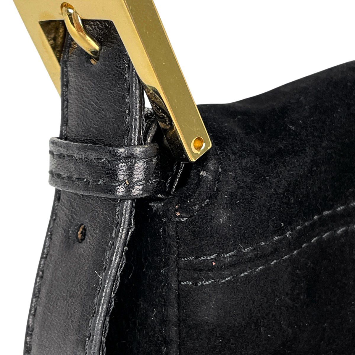 Fendi Zucca Logo Shoulder Bag Suede Black — view 9