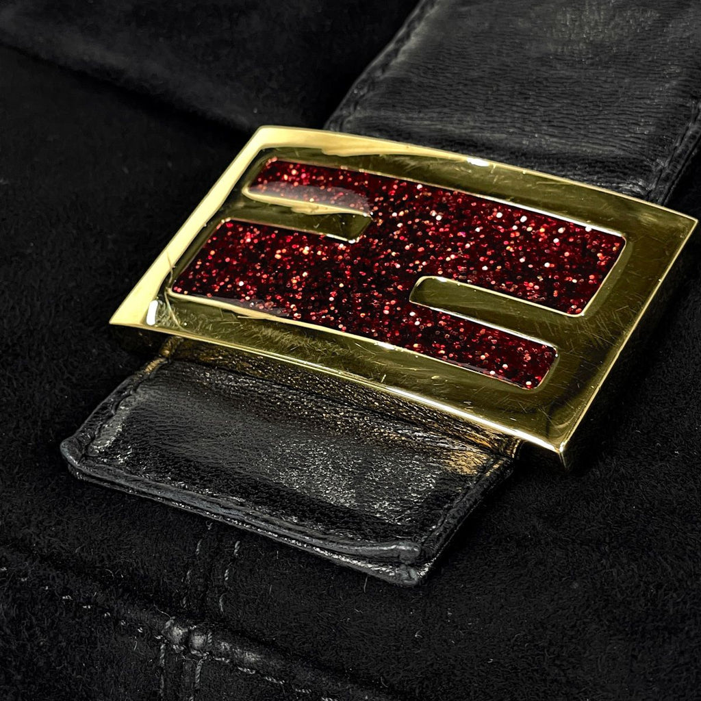 Fendi Zucca Logo Shoulder Bag Suede Black — view 7