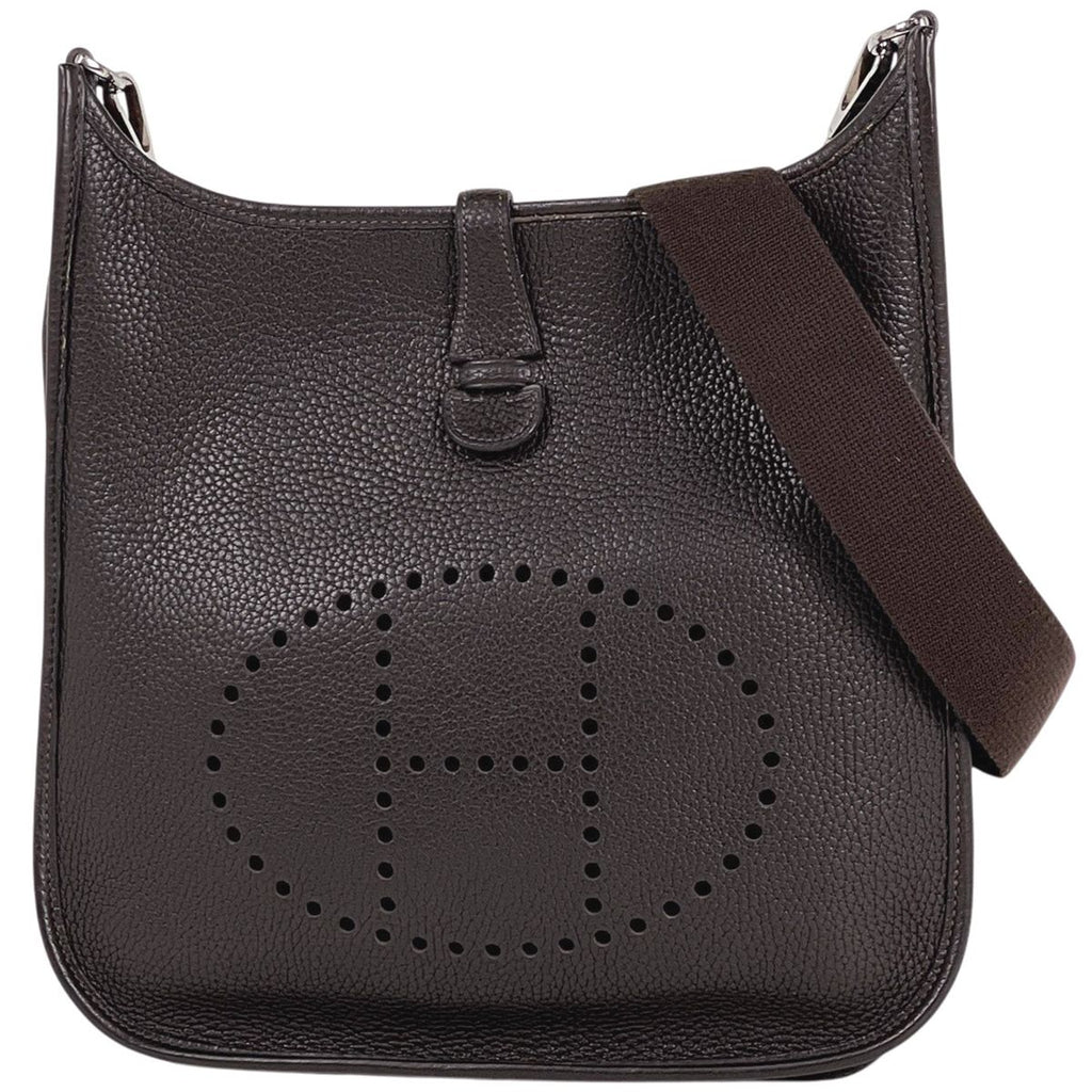 Hermes Evelyne 2 PM Perforated Logo Shoulder Bag Taurillon Clemence Ebene