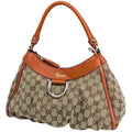 Gucci GG Pattern Shoulder Bag Canvas Beige Orange