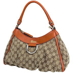 Gucci GG Pattern Shoulder Bag Canvas Beige Orange