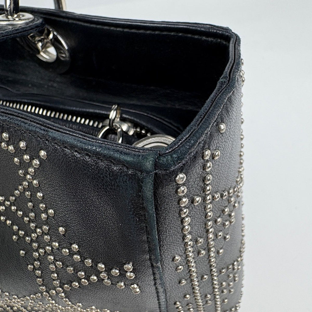 Dior Lady Studs Cannage Handbag Leather Black — view 9