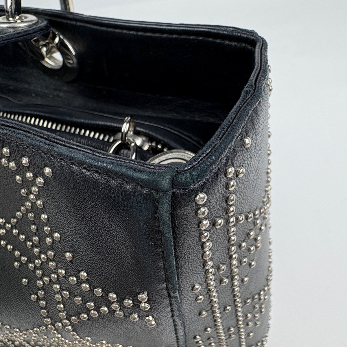 Dior Lady Studs Cannage Handbag Leather Black — view 9