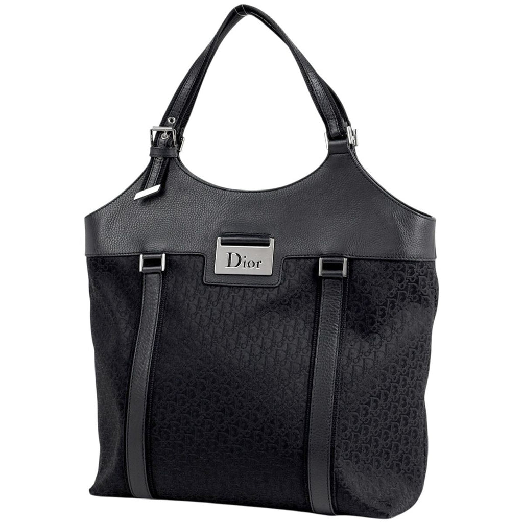 Dior Street Chic Handbag Logo Trotter Pattern Canvas Black