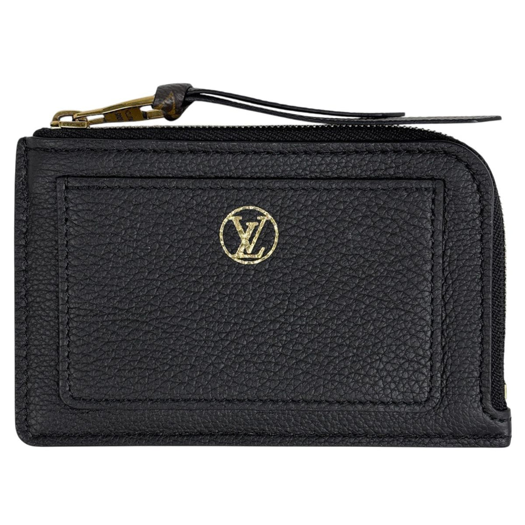Louis Vuitton Card Holder Low Key L-shaped Zipper Case Leather Monogram Noir