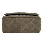 Chanel CC Logo Fringe Chain Shoulder Bag Quilted Tassel Suede Green Beige — view 5