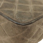 Chanel CC Logo Fringe Chain Shoulder Bag Quilted Tassel Suede Green Beige — view 7
