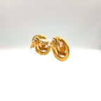 Chanel CC Logo Watermark Round Gold Plated Earrings — view 3