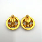 Chanel CC Logo Watermark Round Gold Plated Earrings — view 6