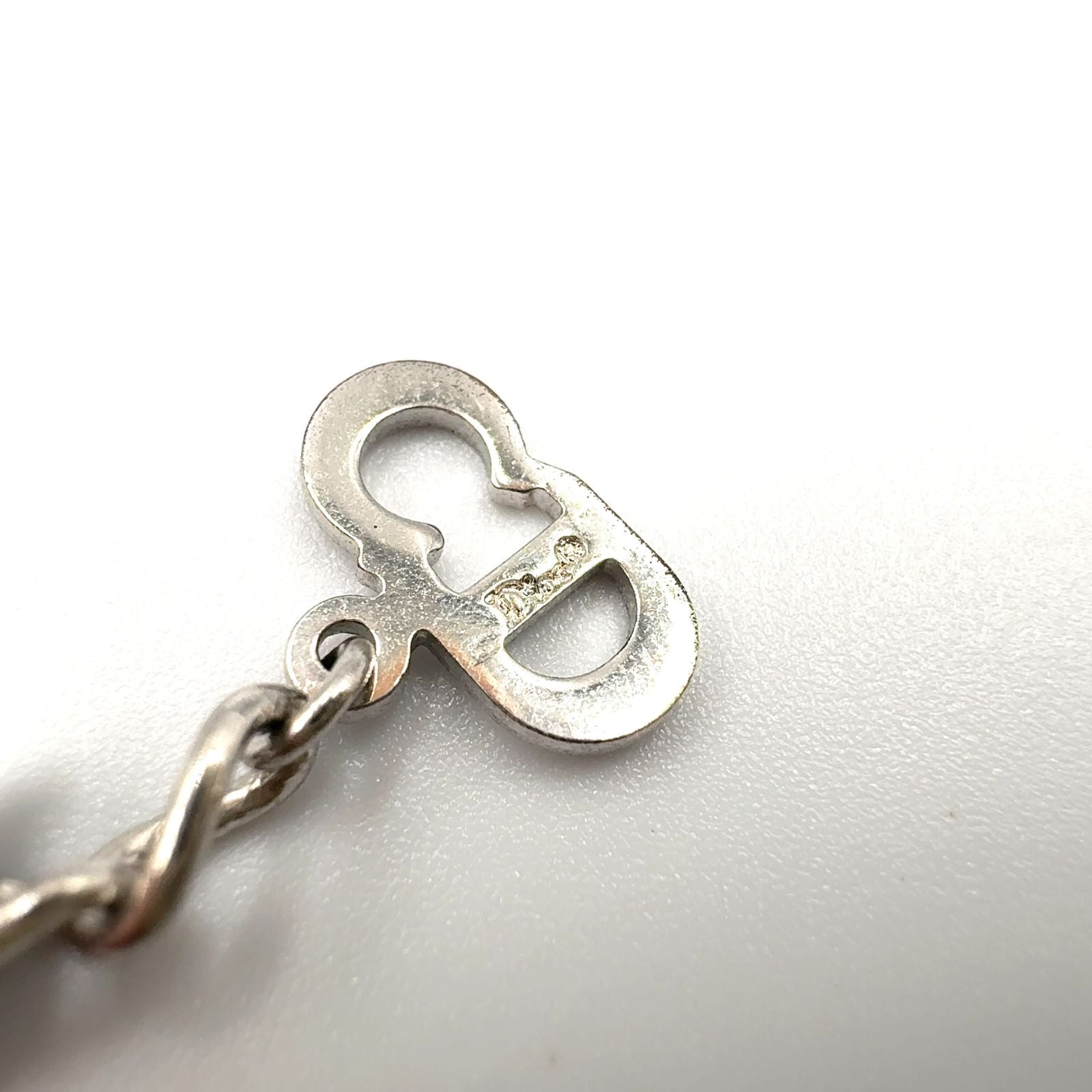 Dior Rhinestone Logo Heart Metal Color Clear Silver Necklace — view 4