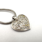 Dior Rhinestone Logo Heart Metal Color Clear Silver Necklace — view 9