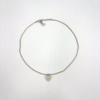 Dior Rhinestone Logo Heart Metal Color Clear Silver Necklace — view 3