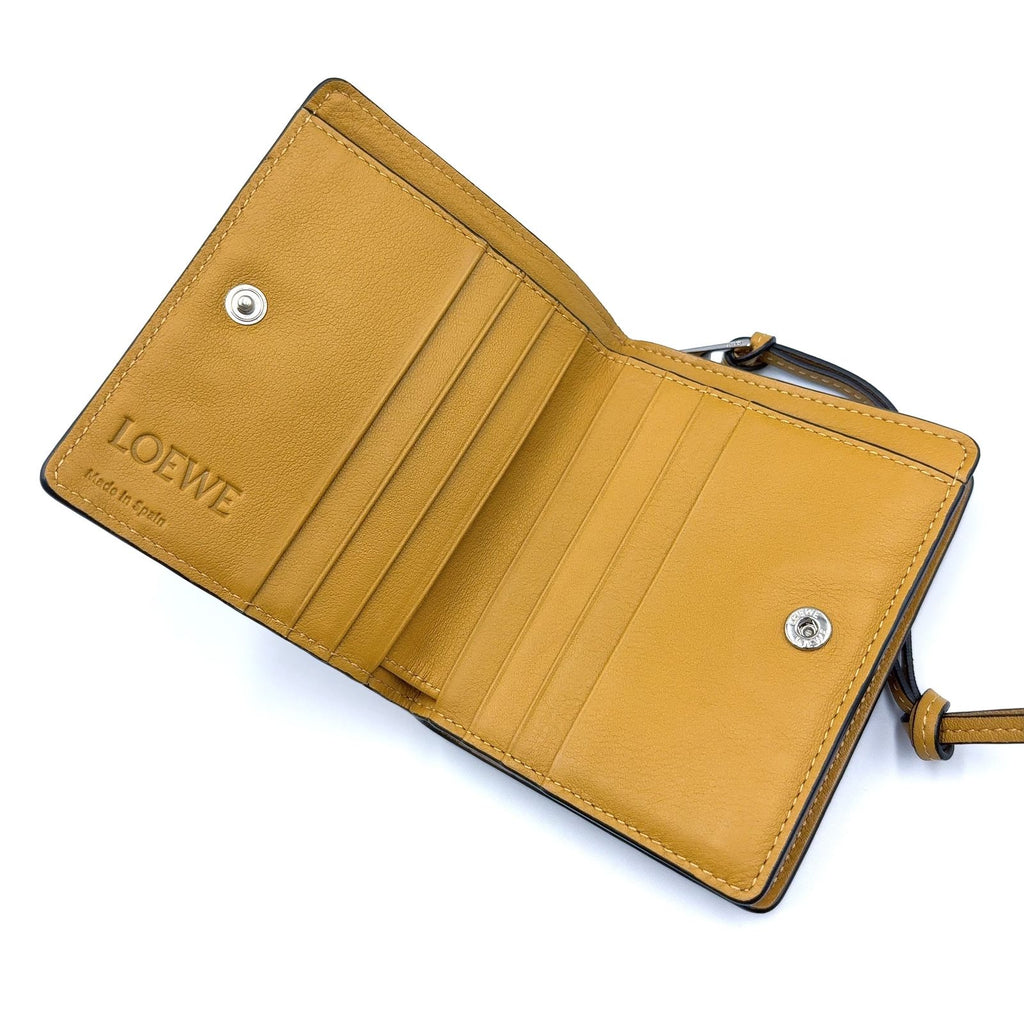 Loewe Compact Zip Anagram Leather Yellow Brown Wallet Silver — view 3