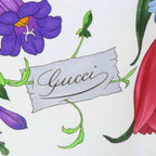 Gucci Flora Print Silk Twill Scarf White Black — view 4